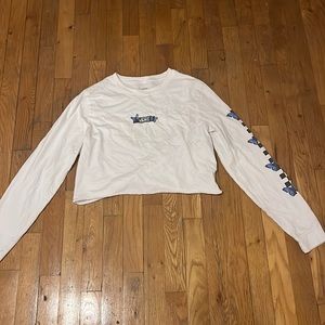 Vans White Crop Top With Blue Butterfly’s